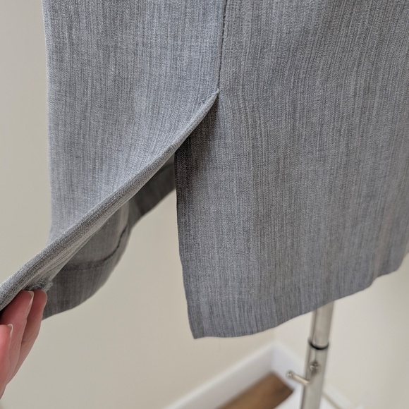 90s Mini Dress Grey Suzy Petites Pencil Embroidery Scoop High Neckline Slit - Picture 11 of 12